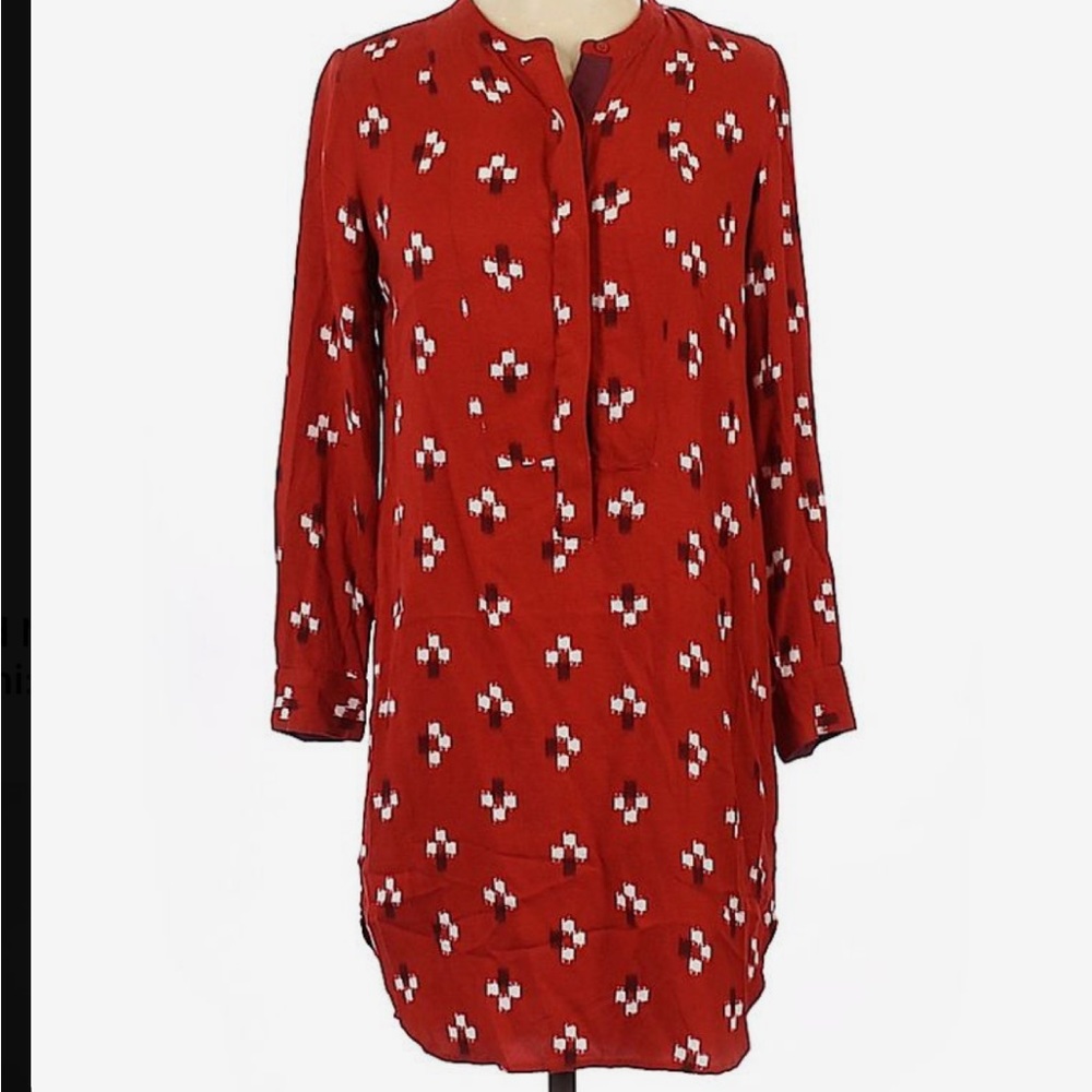 NWT Long Sleeved Old Navy High-Lo Red Shirt Dress; Size Large Old Navy Red Dress - Picture 1 of 10
